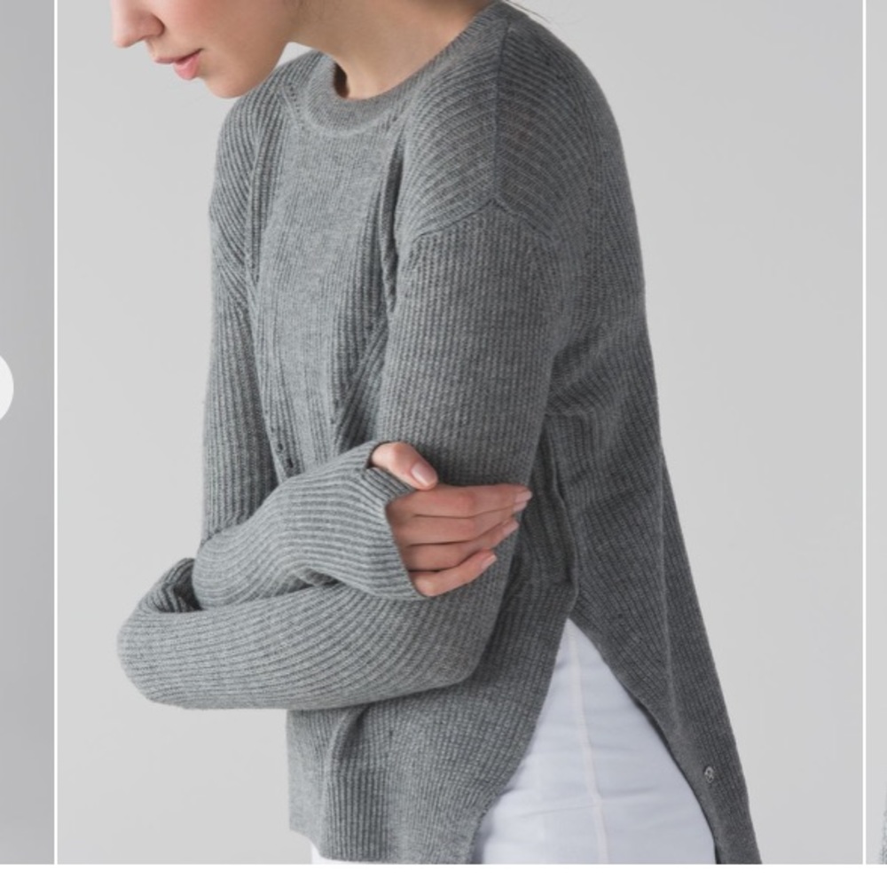 lululemon athletica Grey Ribbed Crewneck Sweater